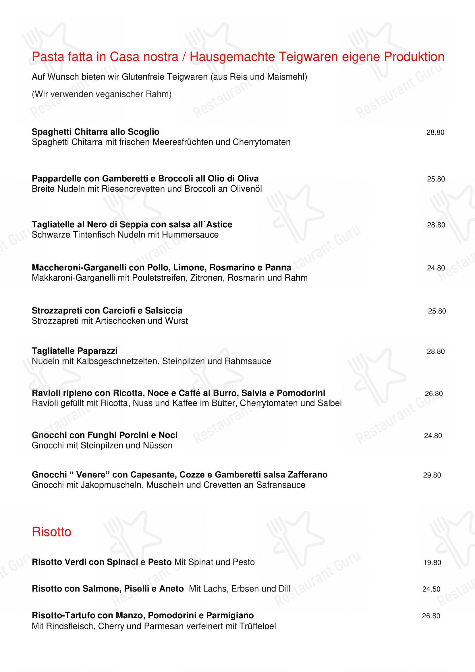 PAPARAZZI Restaurant Pizzeria Bar in Bülach - Menu bar