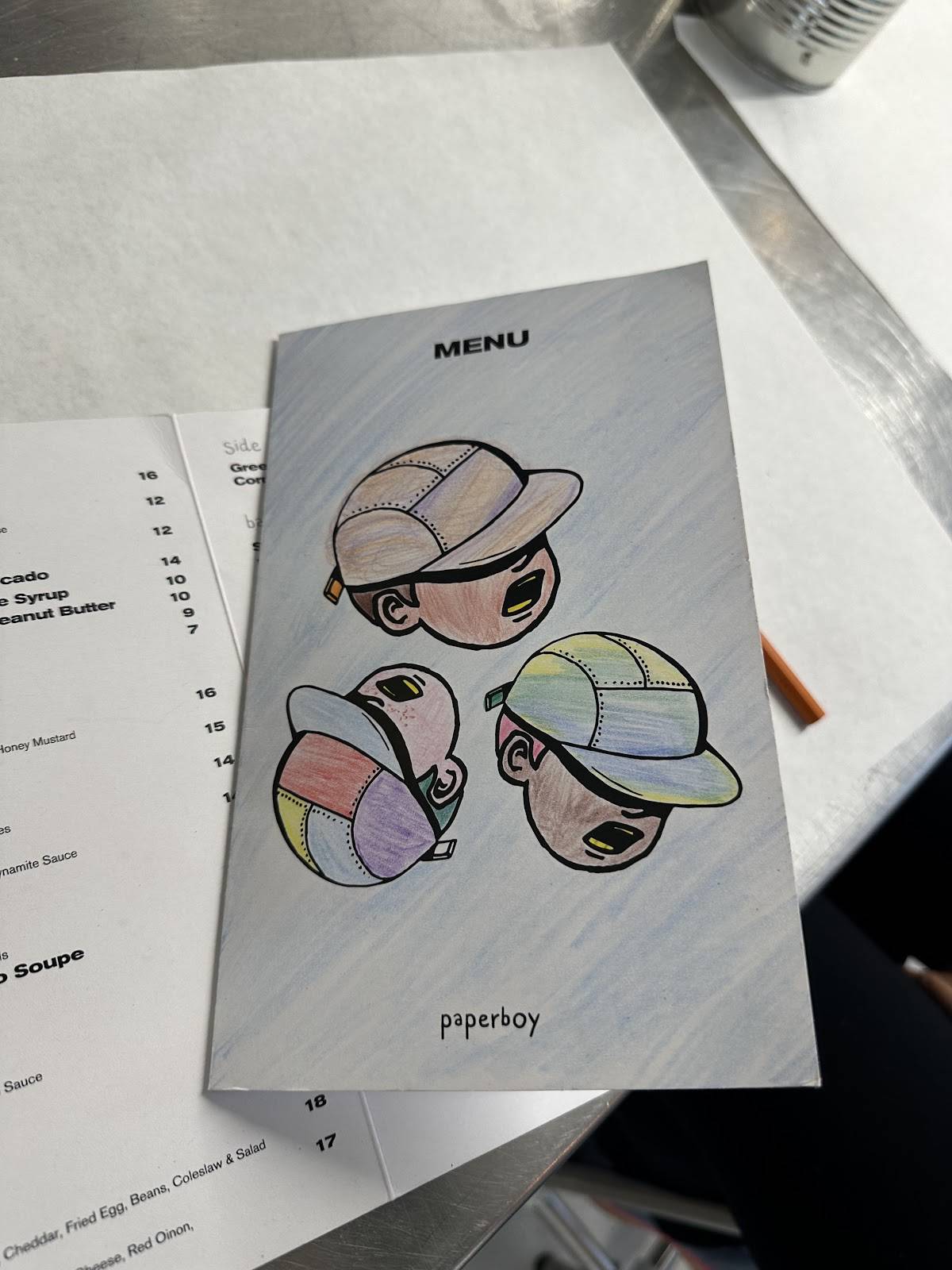 Menu de Paperboy Paris