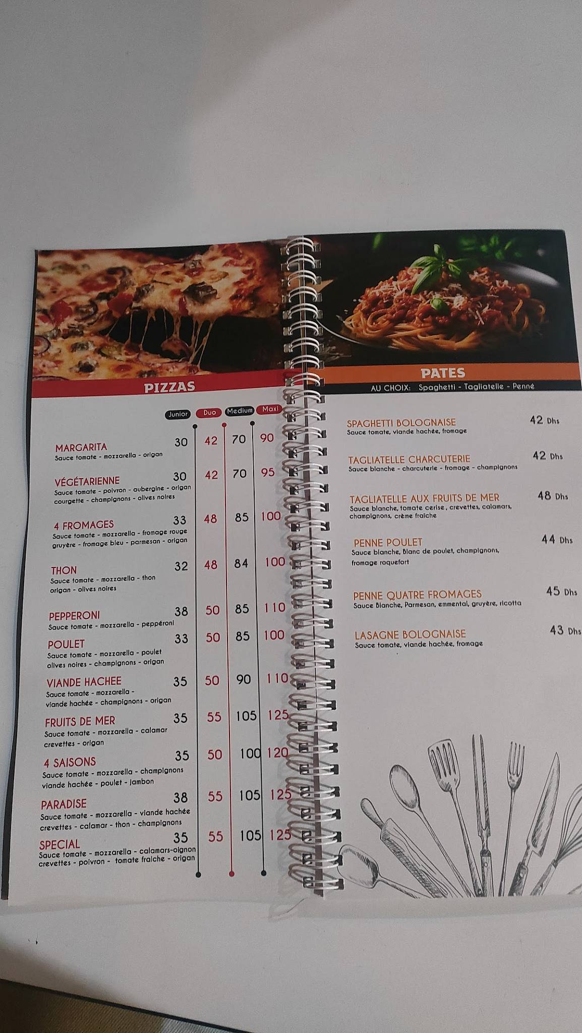 Menu de Paradise