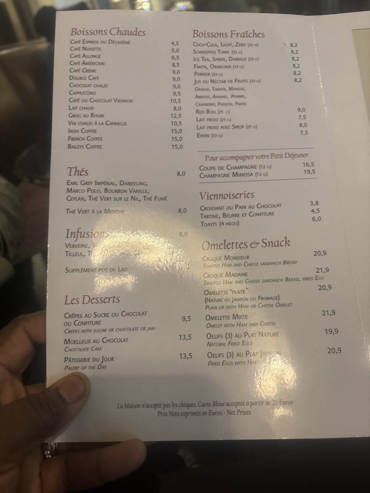 Menu de Chez Ribe