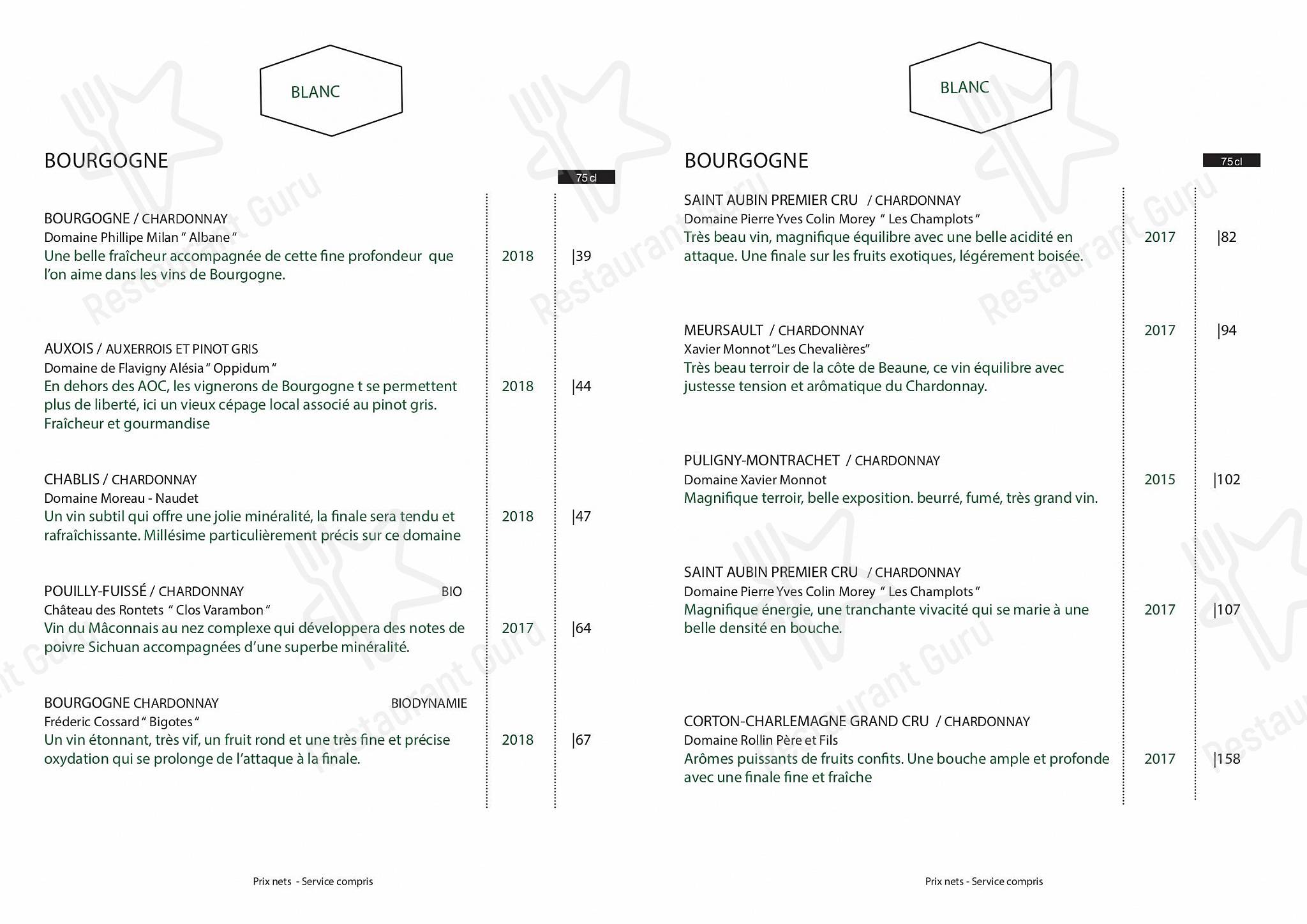 Set menu pour Coretta restaurant