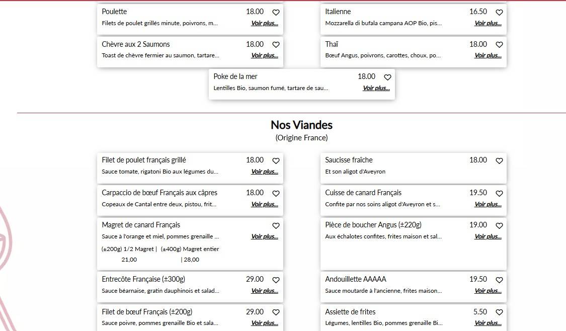Menu de Félicie