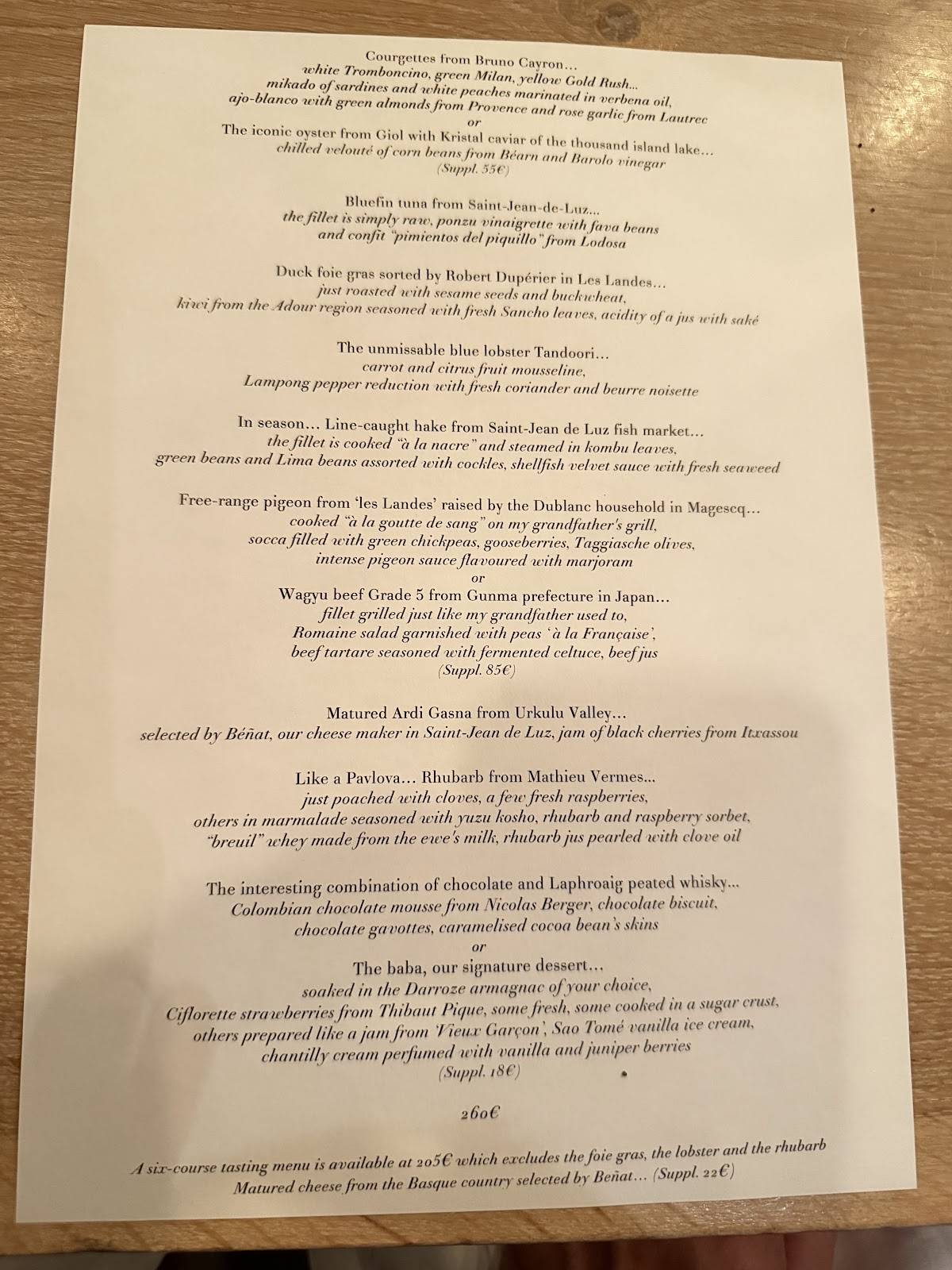 Menu de Marsan par Hélène Darroze