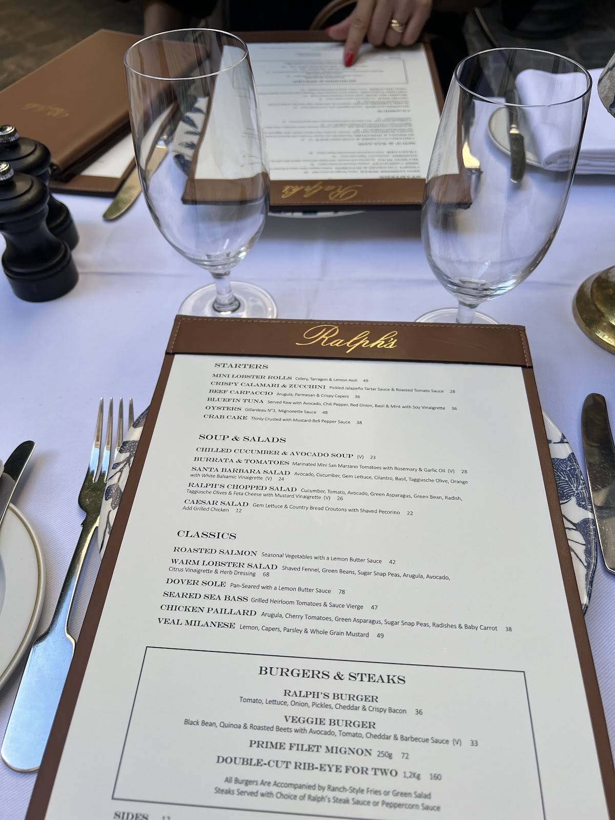 Menu de Ralph's Restaurant