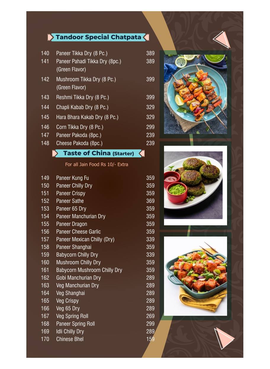 Parivar Veg Restaurant Best family Restaurant menu