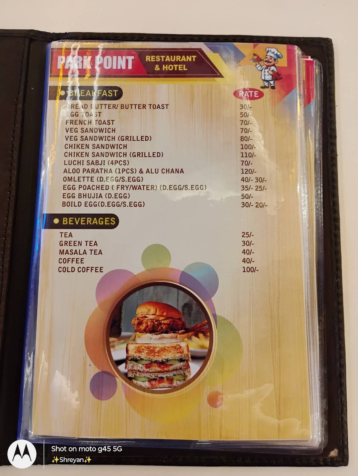 Park Point Restaurant & Hotel menu