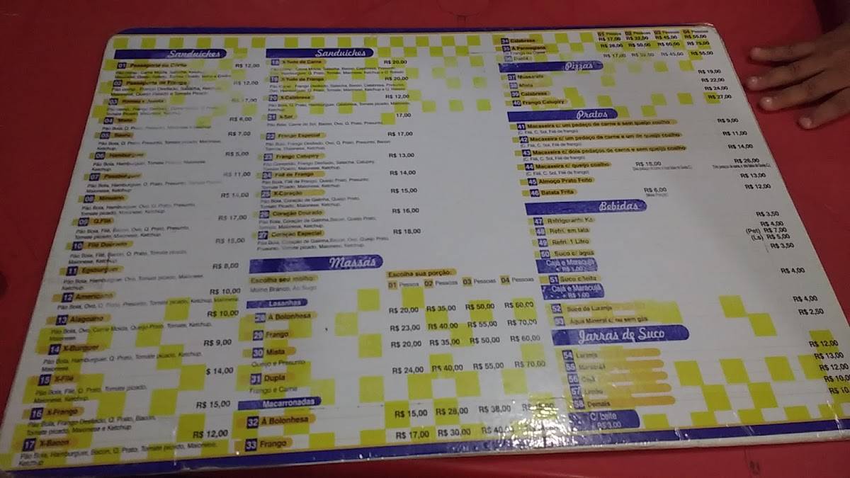 Passaporte do Gilmar cardápio