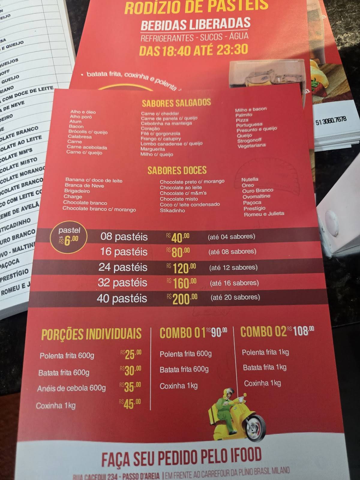 Pastéis do Porto cardápio