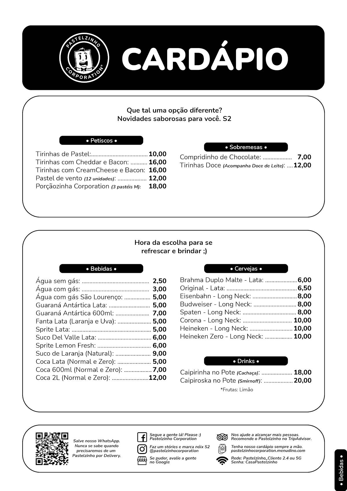 Pastelzinho Corporation cardápio