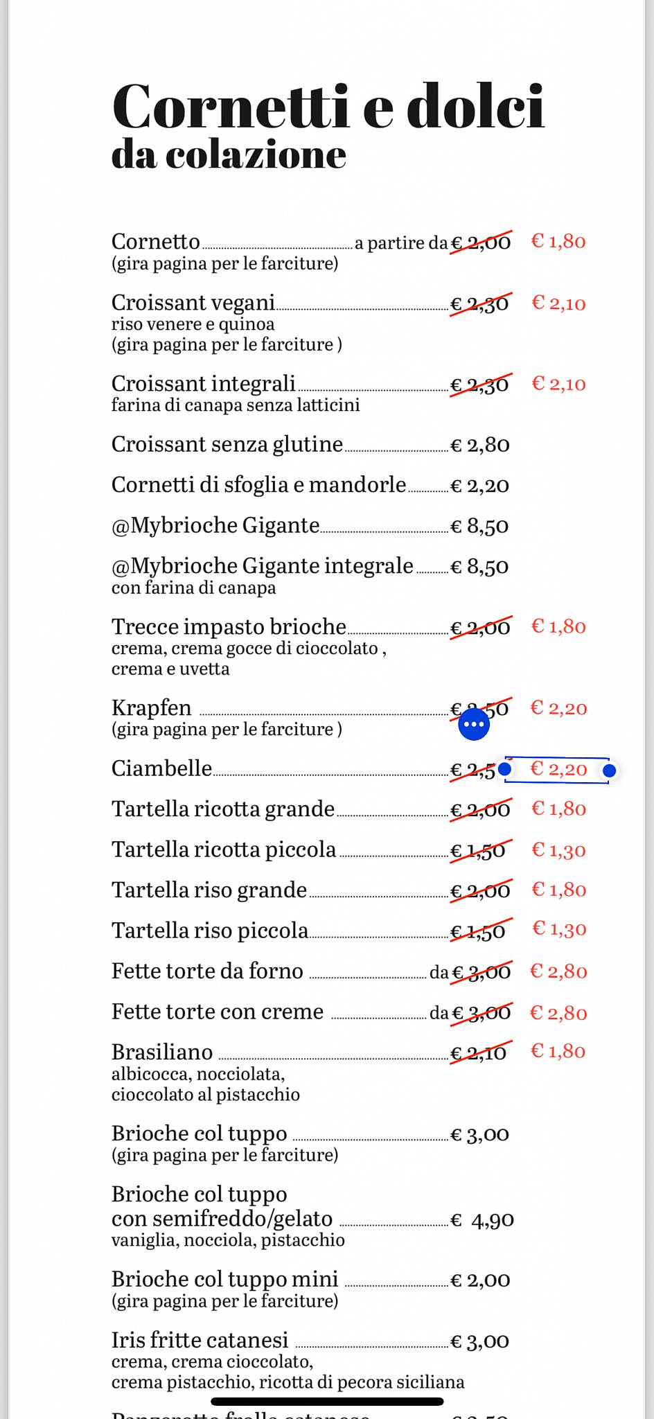 Menu di Pasticceria Galimberti di Fausto di Salvo 