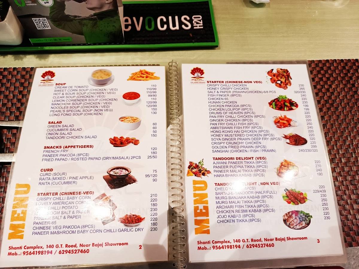 Pearl Restaurant menu