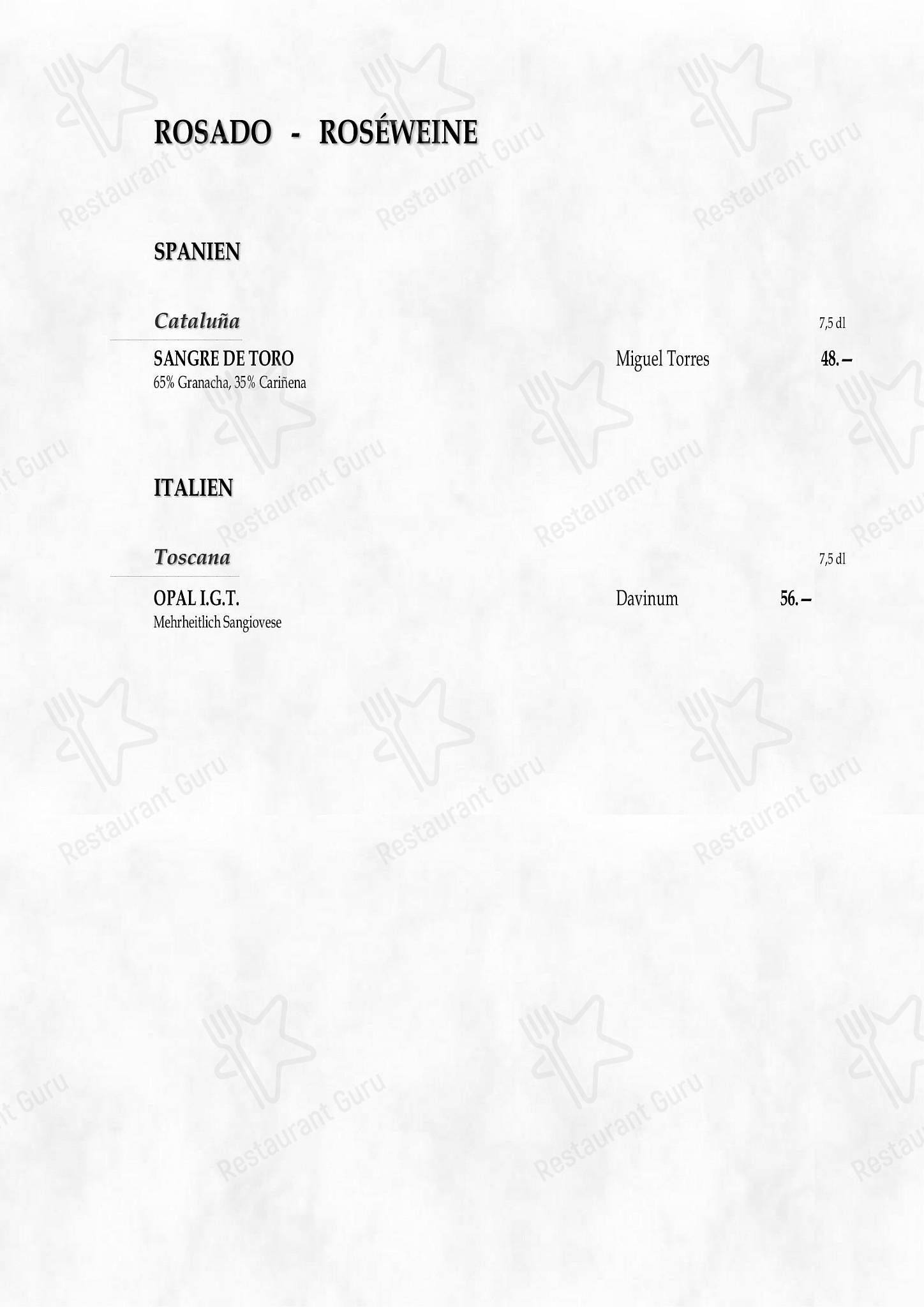 Menu per Giannino ristorante