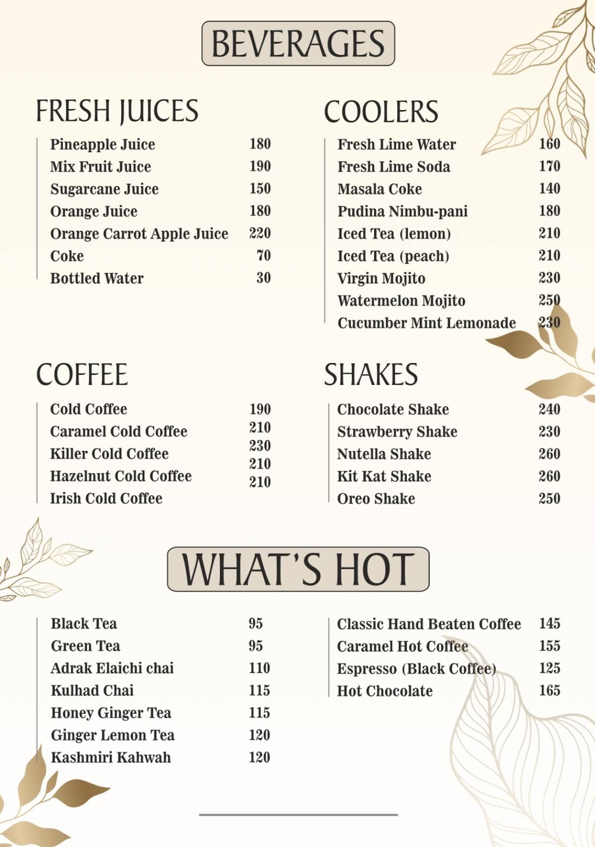 Pepper Pot Cafe menu