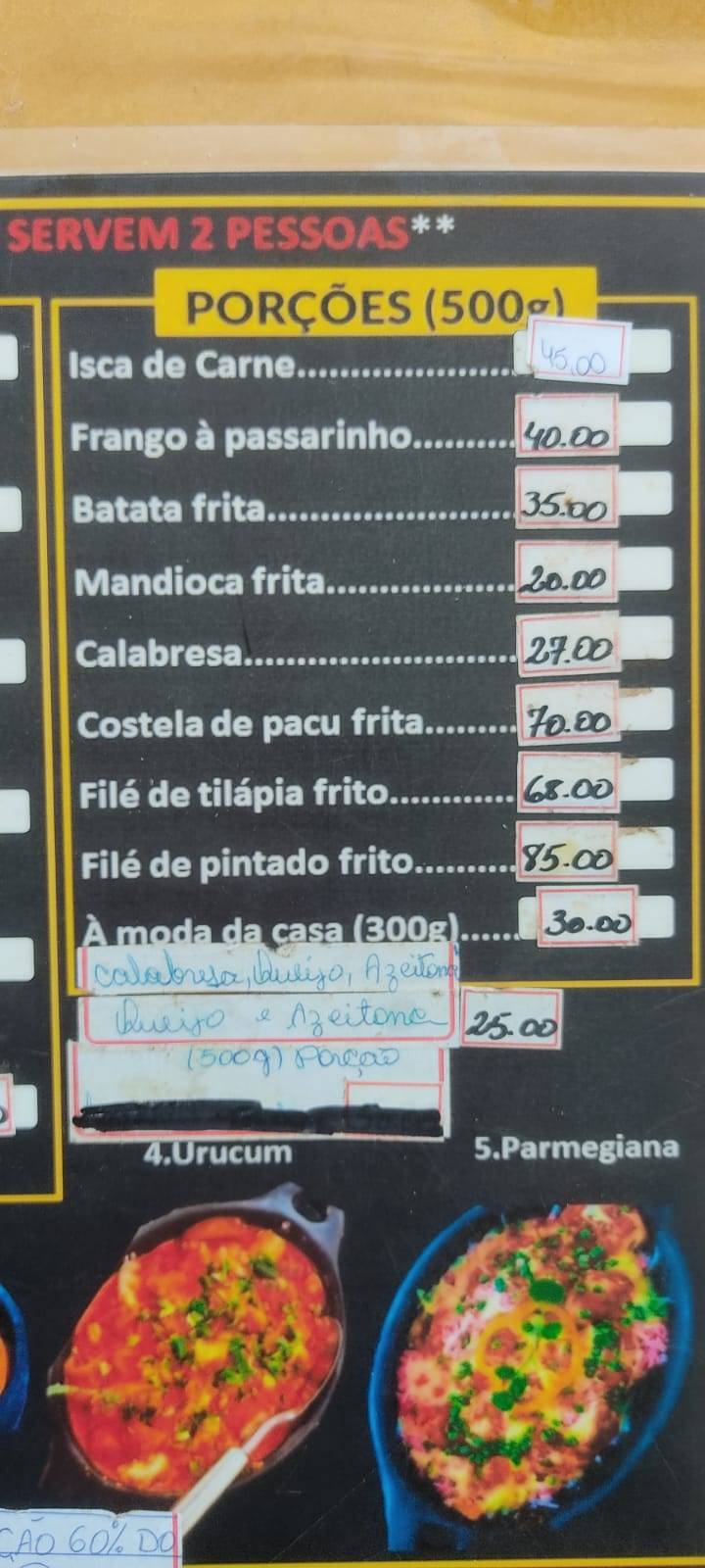 Pesqueiro, Pousada e Restaurante Serrano (Bar da Dona Sebastiana) cardápio
