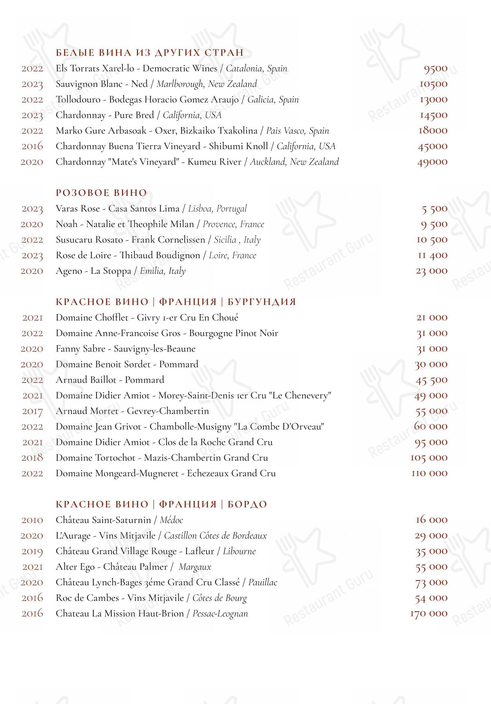 Menu pour Phantom - Menu