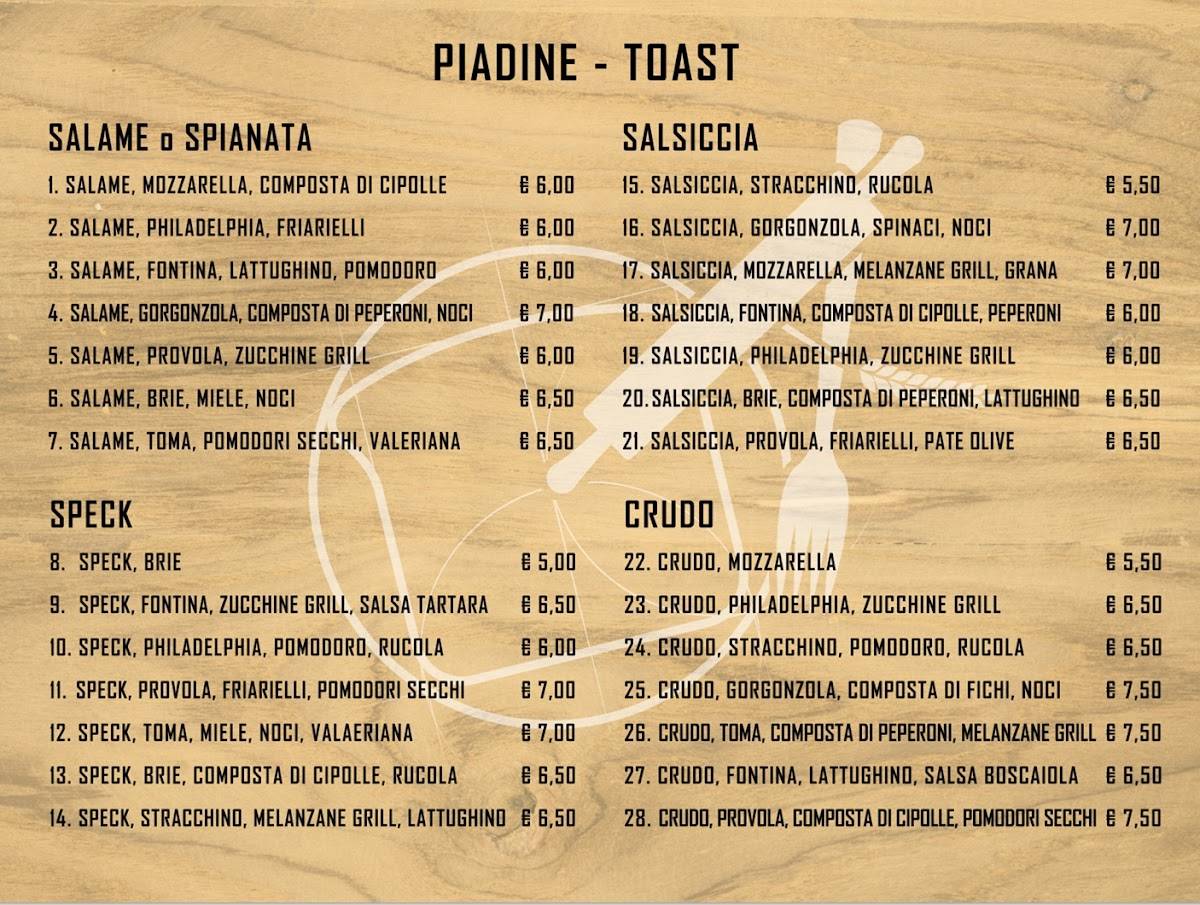 Menu di Piada Tosta 