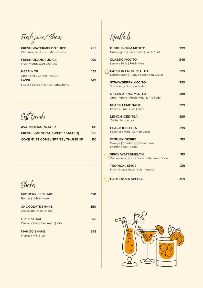 Picaso The Master Chef menu