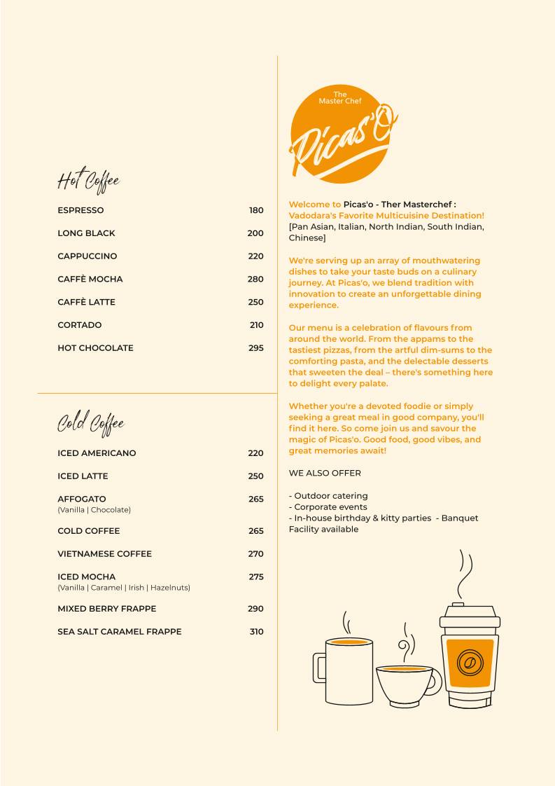 Picaso The Master Chef menu
