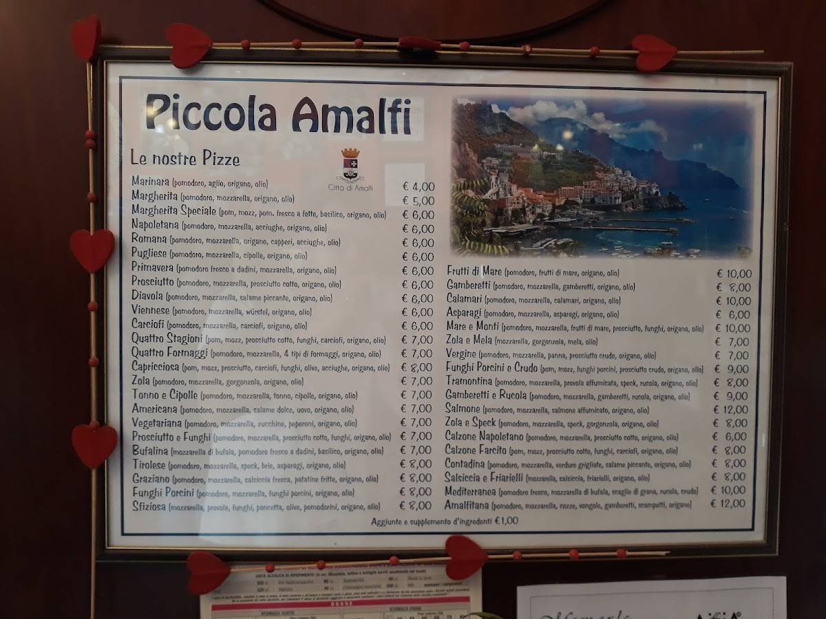Menu di Pizzeria ristorante Piccola Amalfi 