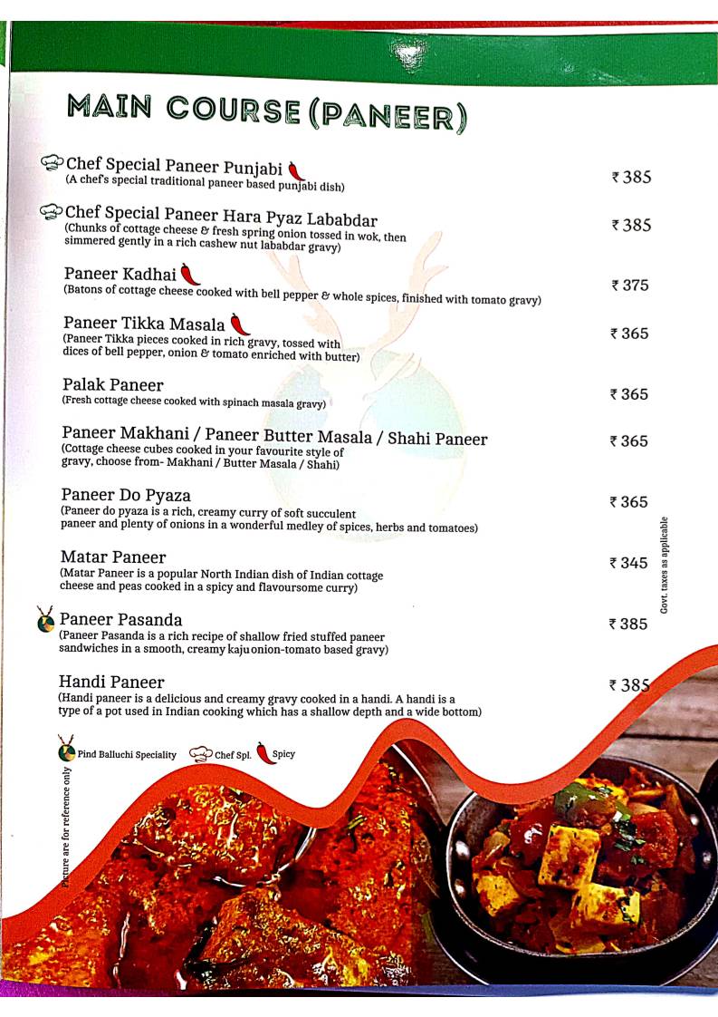 Pind Balluchi - Family Restaurant in Kanpur, Best Family Restaurant in kanpur menu