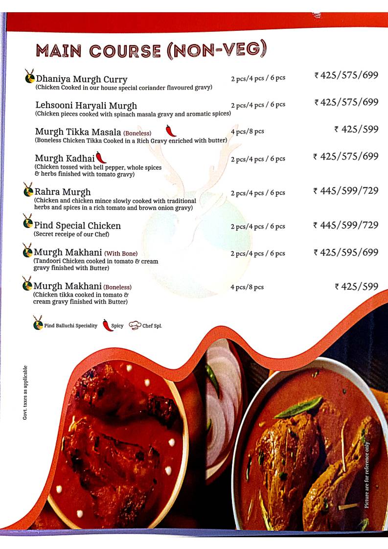 Pind Balluchi - Family Restaurant in Kanpur, Best Family Restaurant in kanpur menu