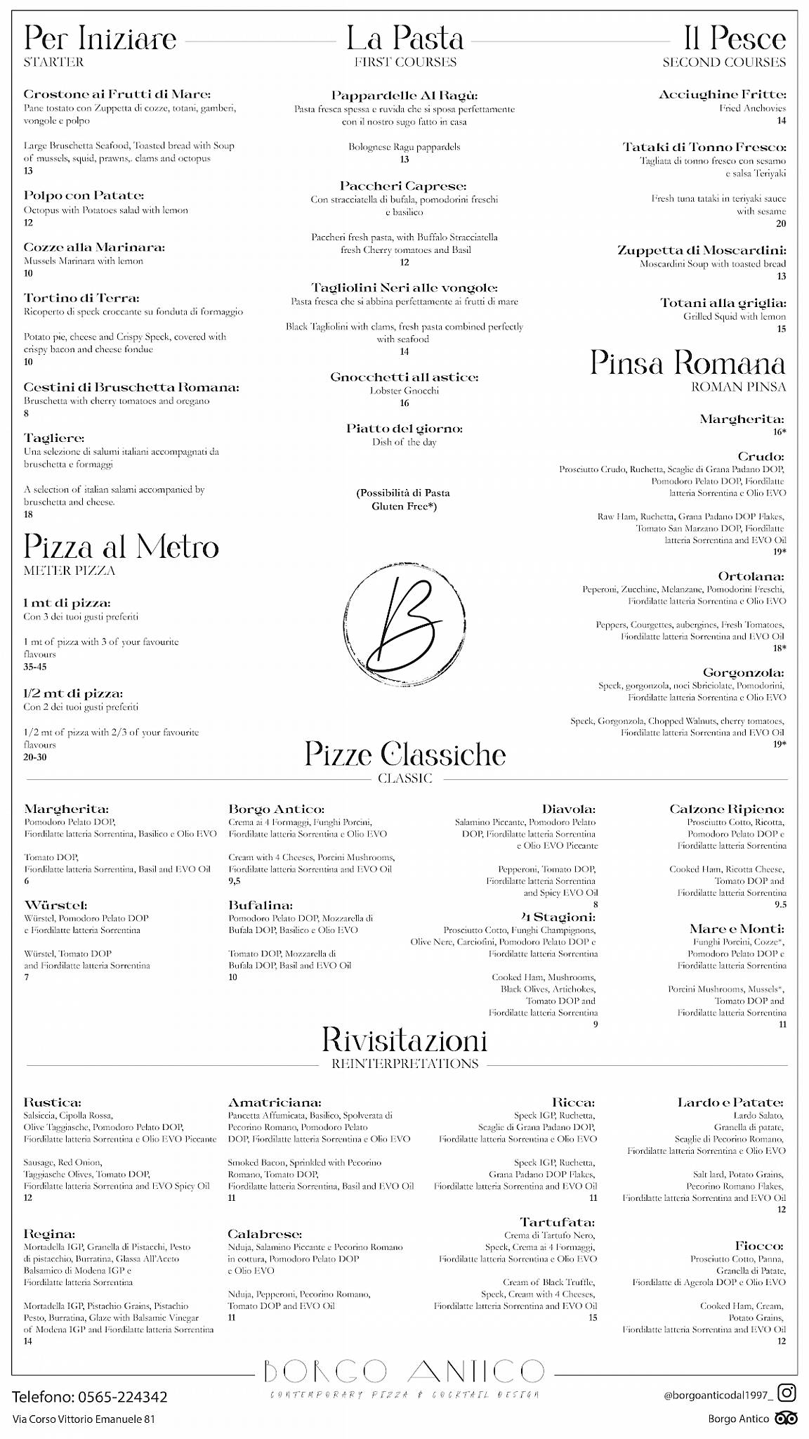 Menu di Borgo Antico 