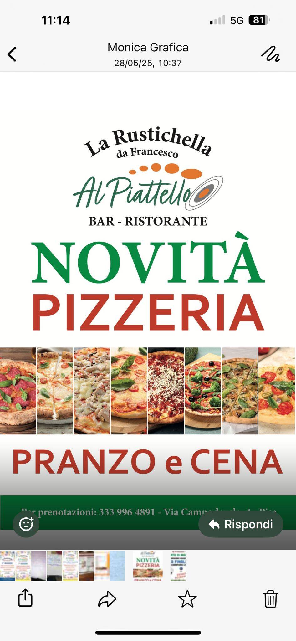 Menu di Ristorante pizzeria Al Piattello da Francesco 