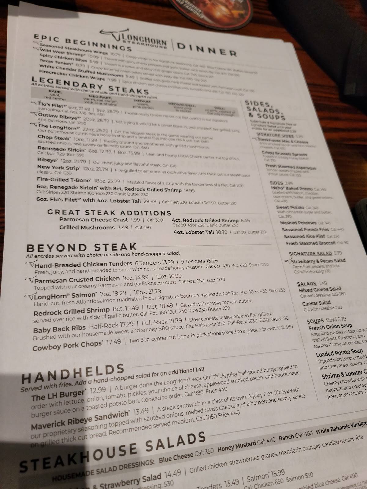 Menu at LongHorn Steakhouse, Tarentum, Pittsburgh Mills Blvd