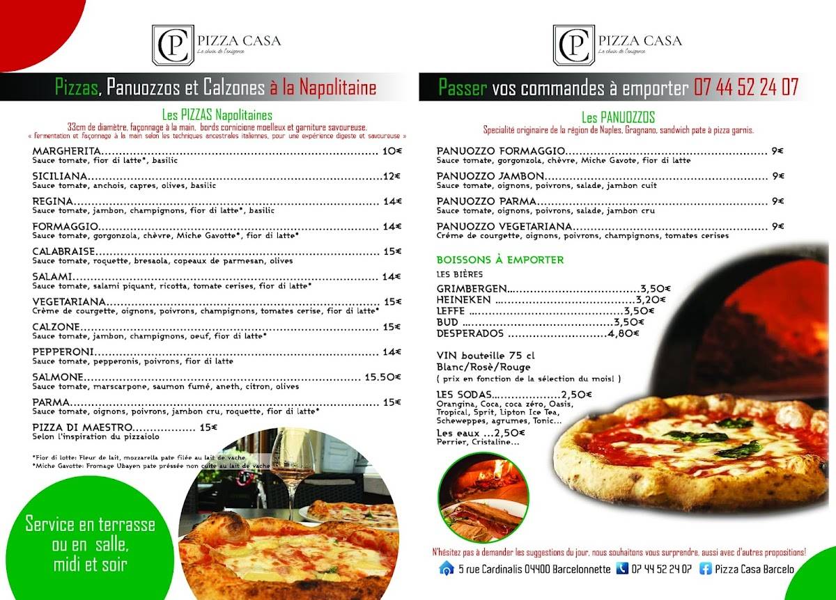 Menu de Pizza Casa
