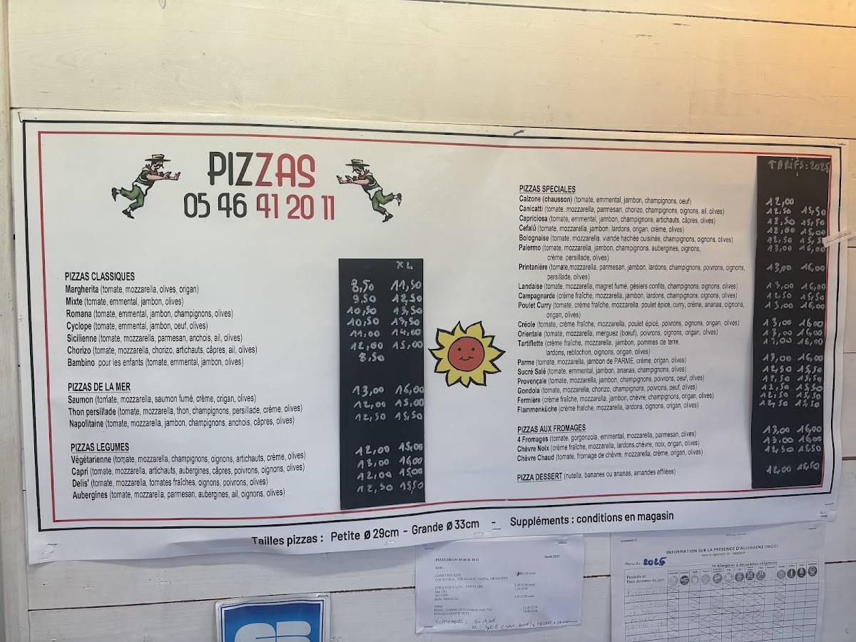 Menu de Pizza Delis' La Rochelle