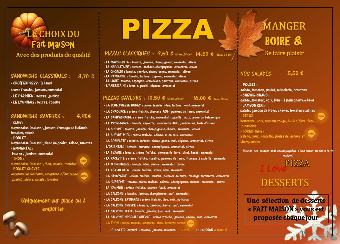 Menu de Pizza Express