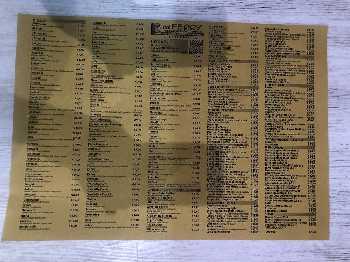 Menu di Pizza Express dal 1992 Ristorante Pizzeria dal FERRY 