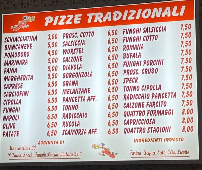 Menu di Pizza For House 2 