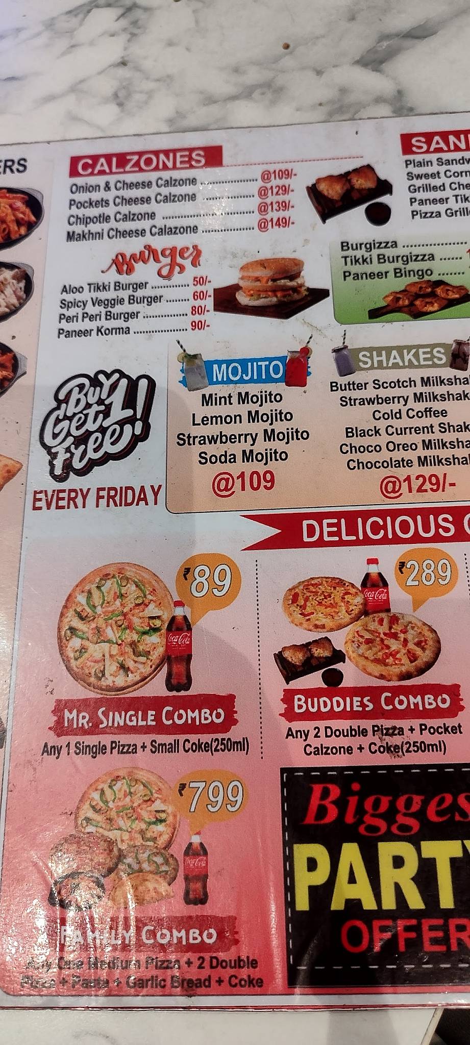 Pizza Galleria Patel Nagar menu
