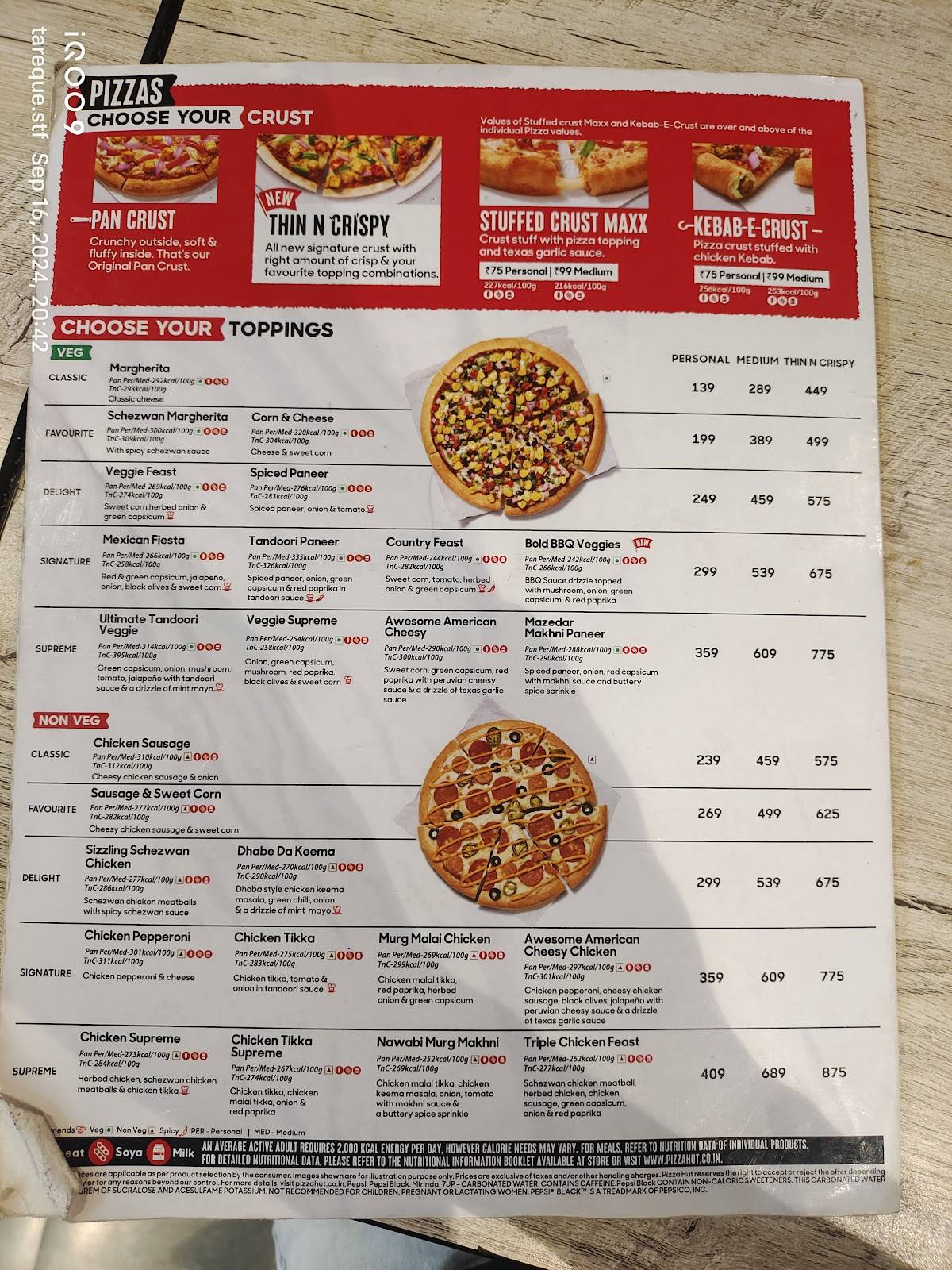 Pizza Hut Shivaji Nagar, Nanded menu