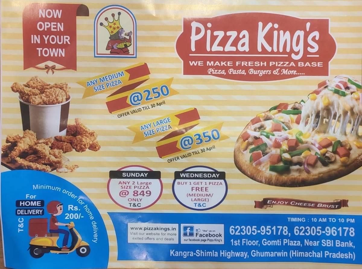 Pizza King's menu