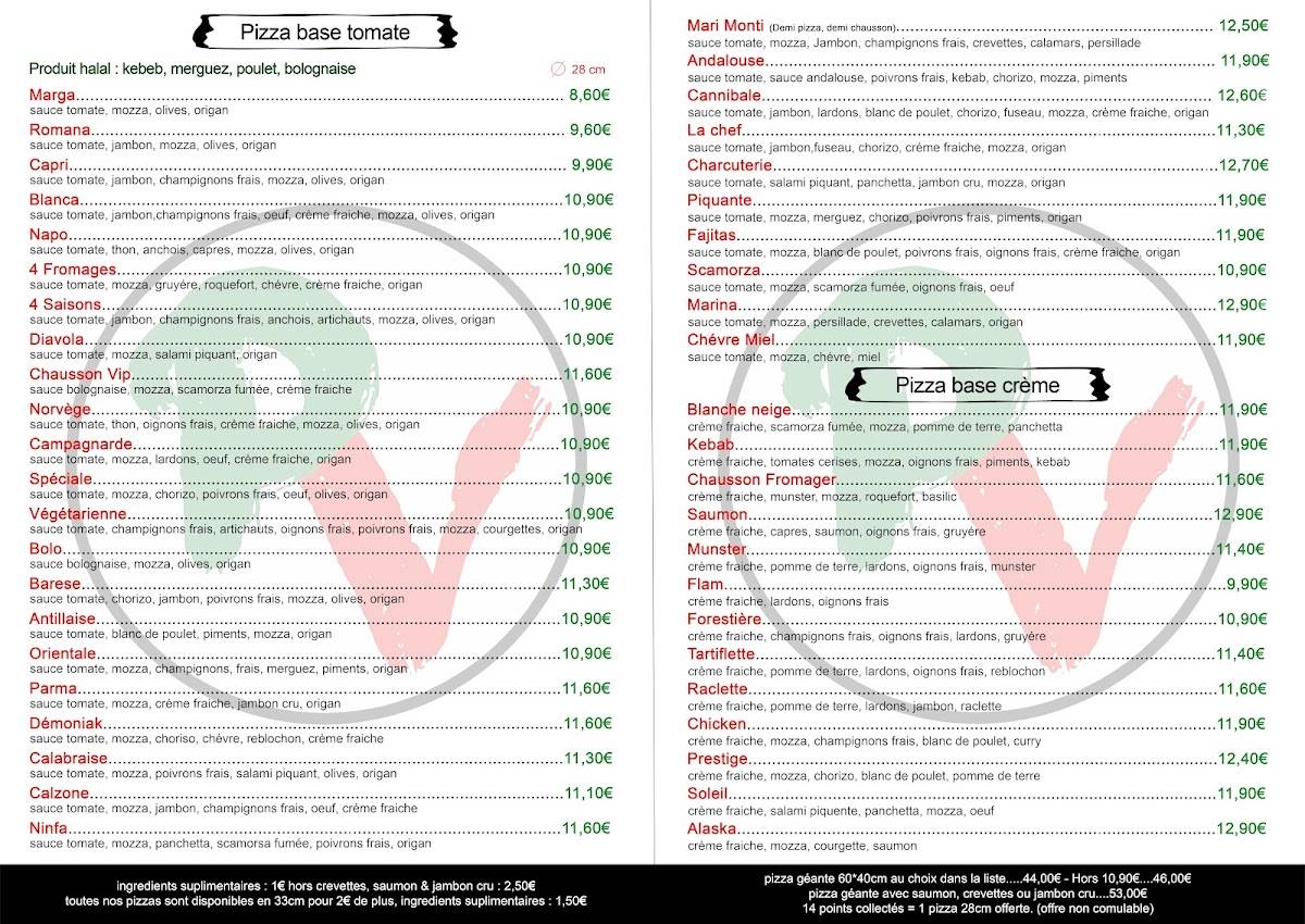 Menu de Pizza PV Richemont