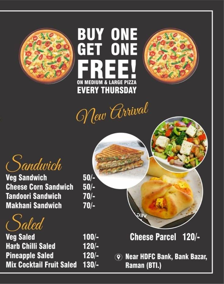 Pizza cafe menu