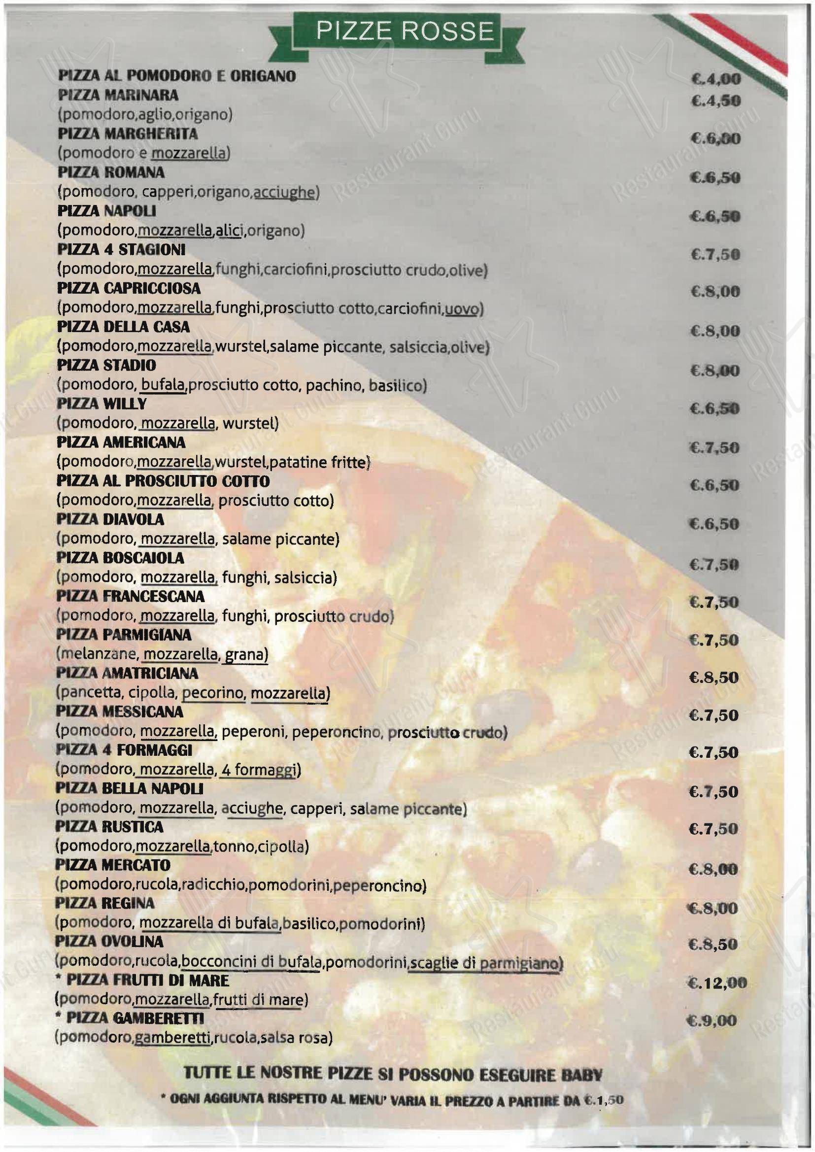 Menu per Pizza E Vai ristorante