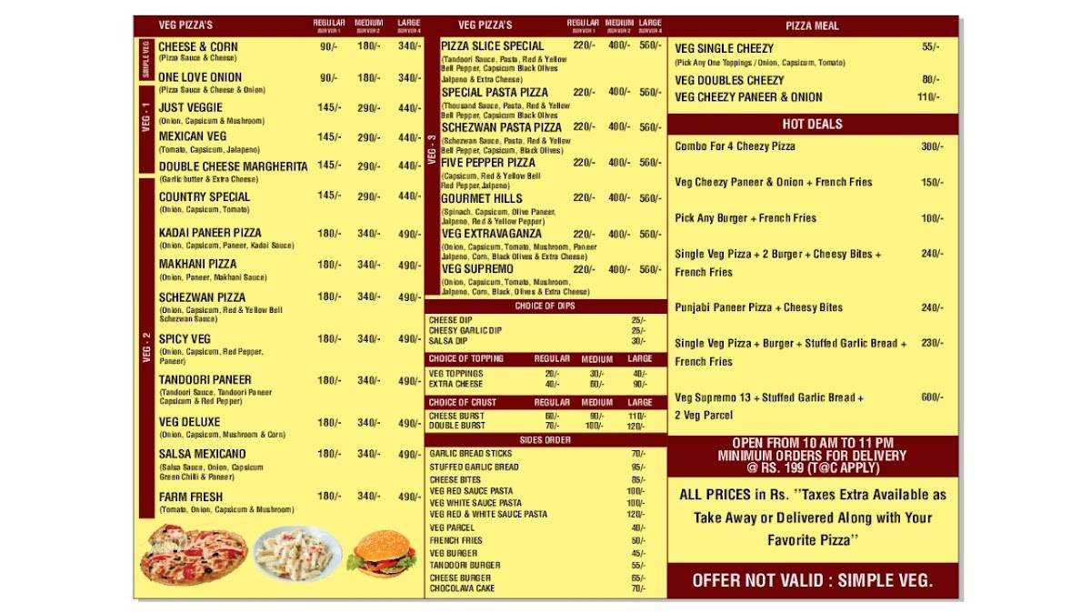 Pizza slice menu