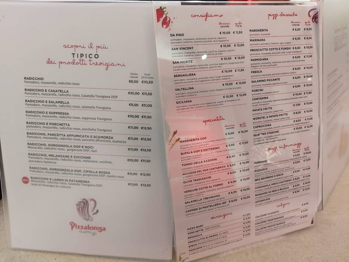Menu di Pizzalonga Away Monselice 