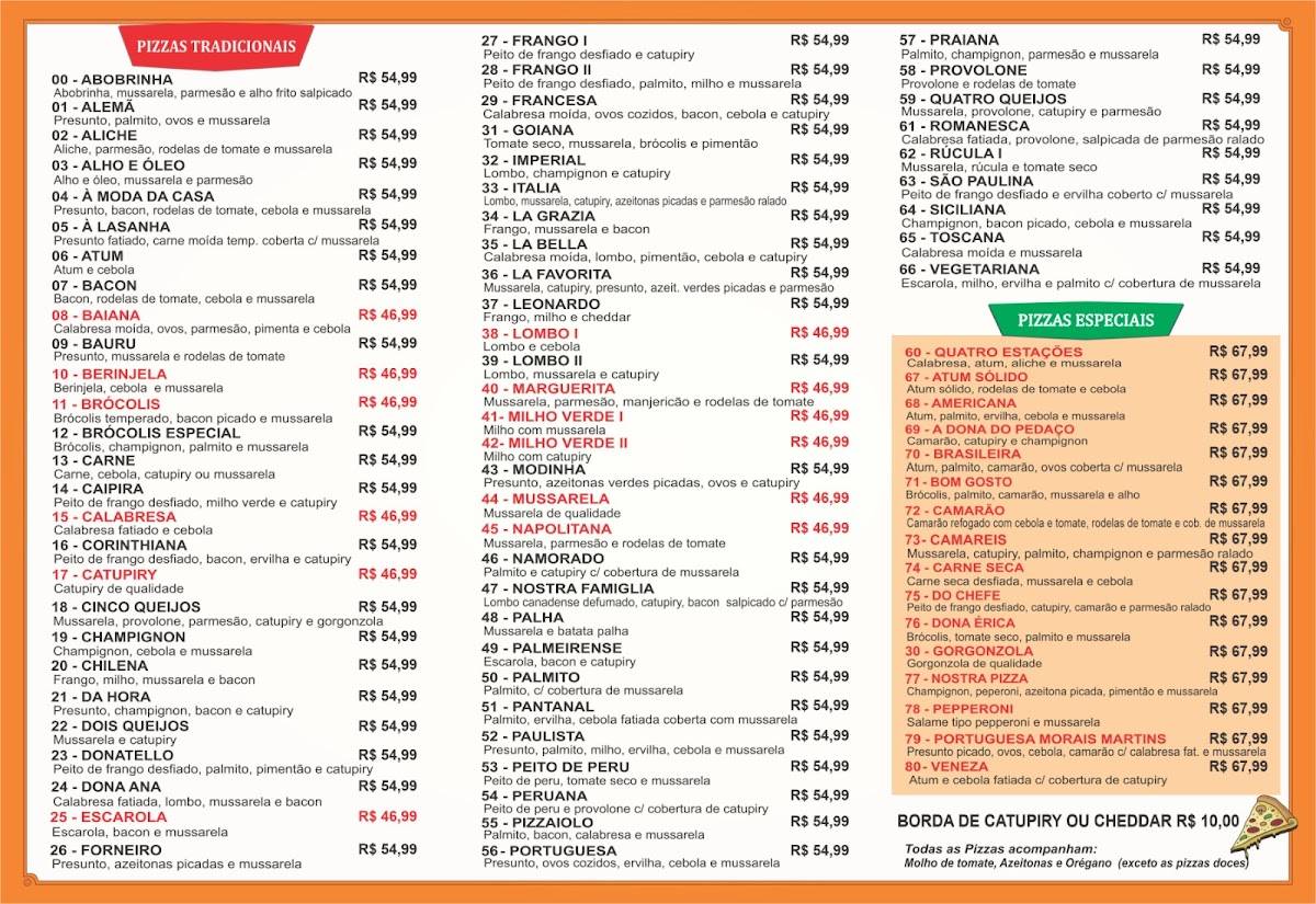 Pizzaria Adona Do Pedaço cardápio