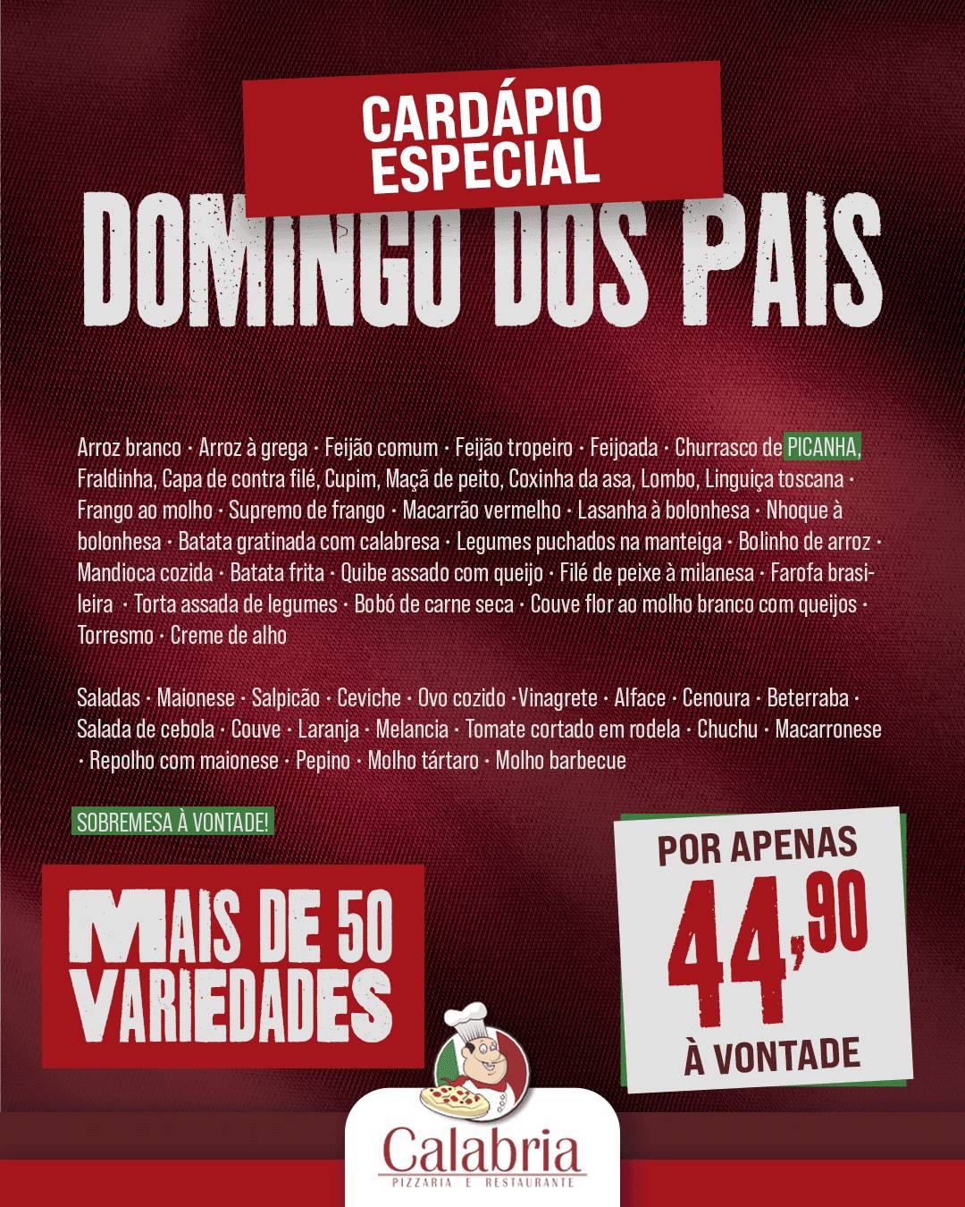 Pizzaria Calábria cardápio