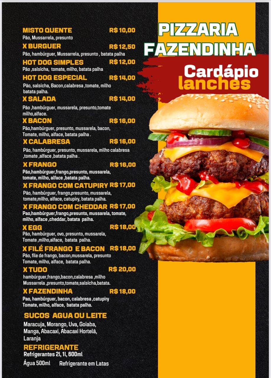 Pizzaria Fazendinha cardápio