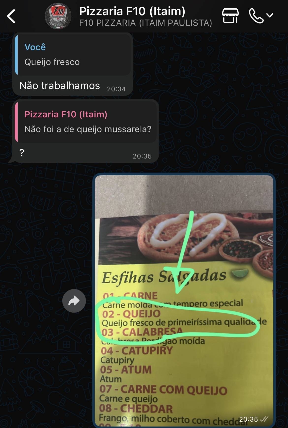 Pizzaria F10 cardápio