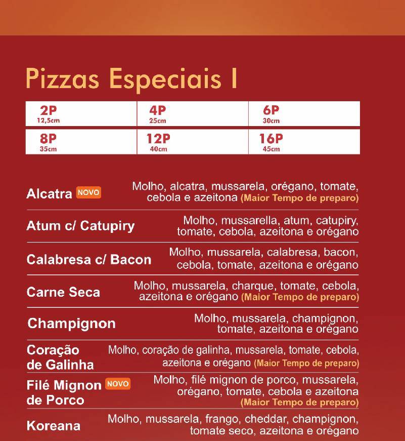 Pizzaria Holandês cardápio