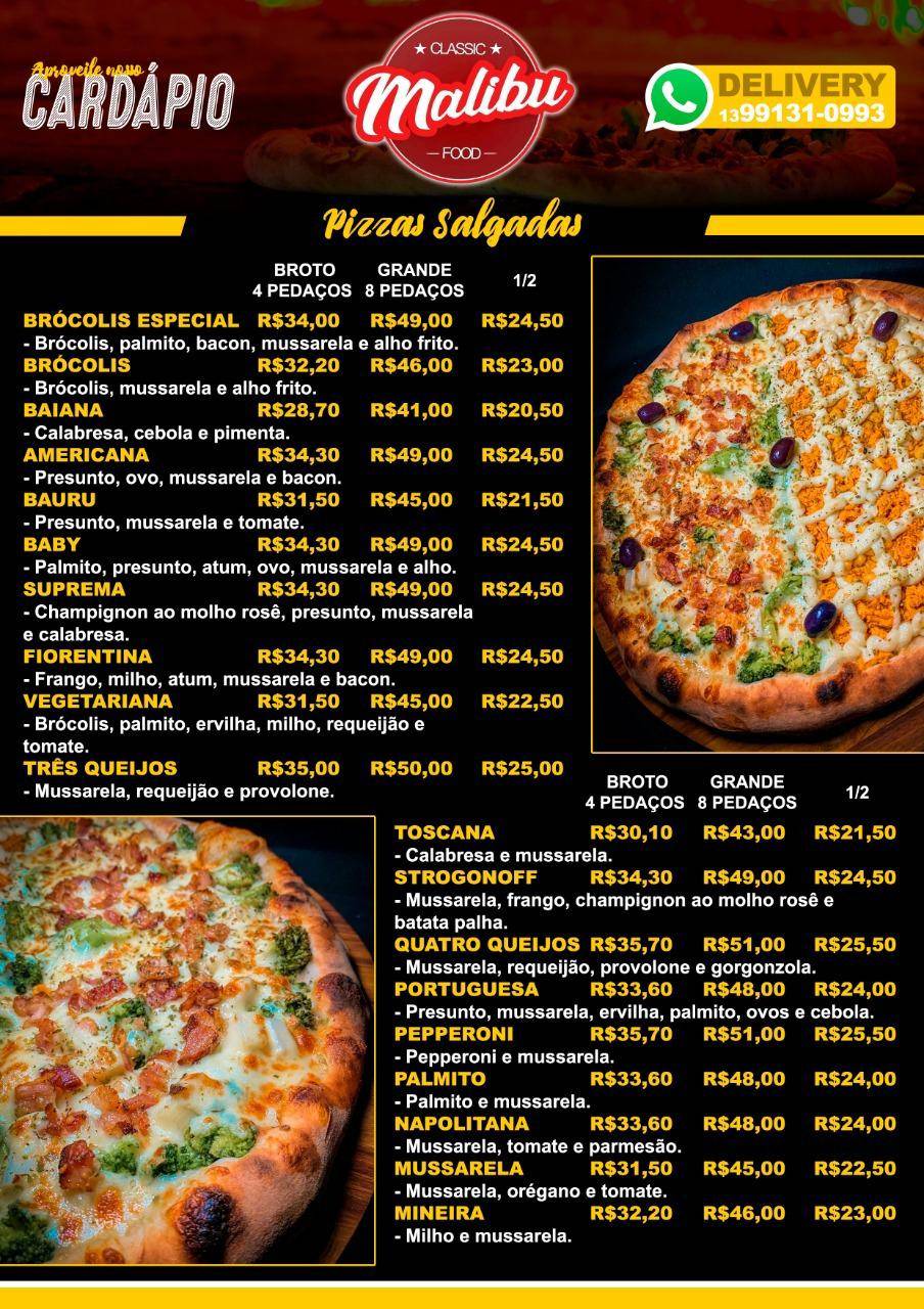 Pizzaria Malibu cardápio