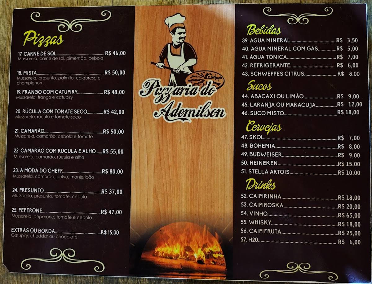 Pizzaria do Ademilson cardápio