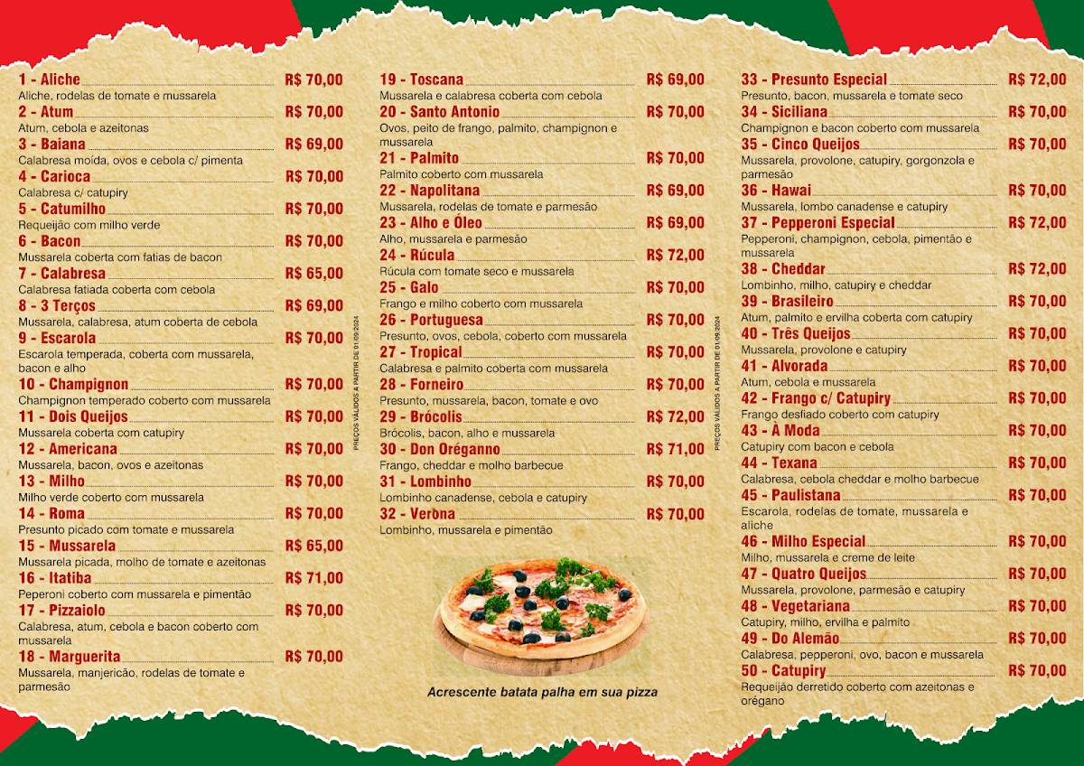 Pizzaria e Esfiharia Don' Oréganno Itatiba cardápio