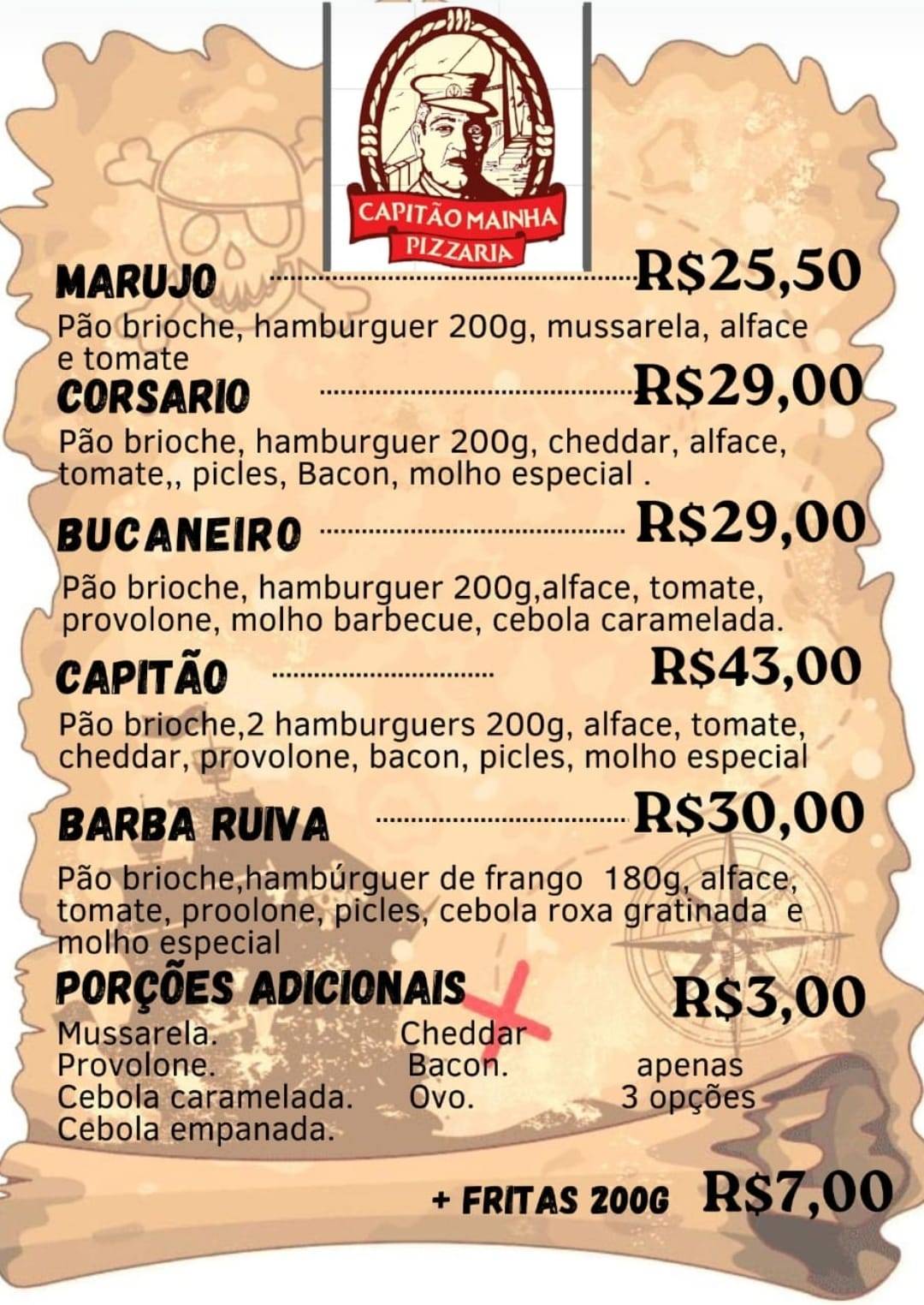 pizzaria Capitão Mainha cardápio